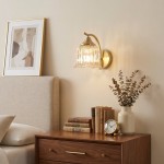 Hewitt Vintage Brass Floral Glass Wall Sconce