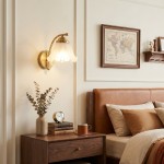 Hewitt Vintage Brass Floral Glass Wall Sconce