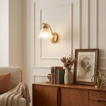 Hewitt Vintage Brass Floral Glass Wall Sconce