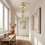 Elrick Mid-Century Travertine Wood Dome Ceiling Light