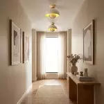 Elrick Mid-Century Travertine Wood Dome Ceiling Light