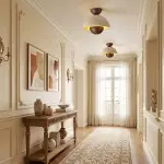 Elrick Mid-Century Travertine Wood Dome Ceiling Light