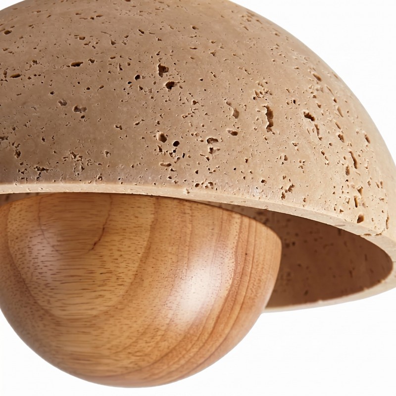 Elrick Minimalist Mid-Century Travertine Dome Ceiling Light