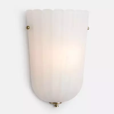 Zephyrine Decorative Antique Brass Flower Milky White Glass Wall Sconce