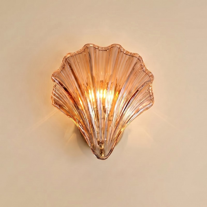 Neha Retro Shell-Shaped Glass Wall Light