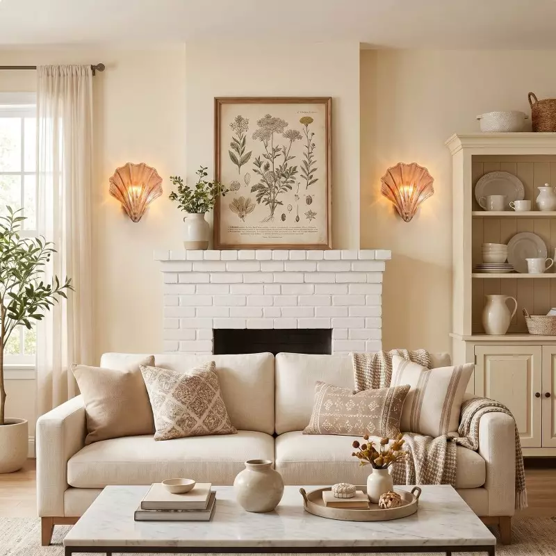 Neha Retro Shell-Shaped Glass Wall Light