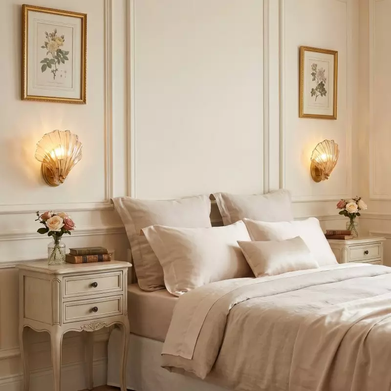 Neha Retro Shell-Shaped Glass Wall Light