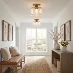 Ixionis Farmhouse Patterned Glass Semi Flush Mount Ceiling Light