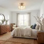 Ixionis Farmhouse Patterned Glass Semi Flush Mount Ceiling Light