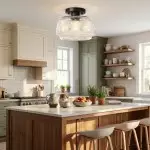 Ixionis Farmhouse Patterned Glass Semi Flush Mount Ceiling Light