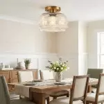 Ixionis Farmhouse Patterned Glass Semi Flush Mount Ceiling Light