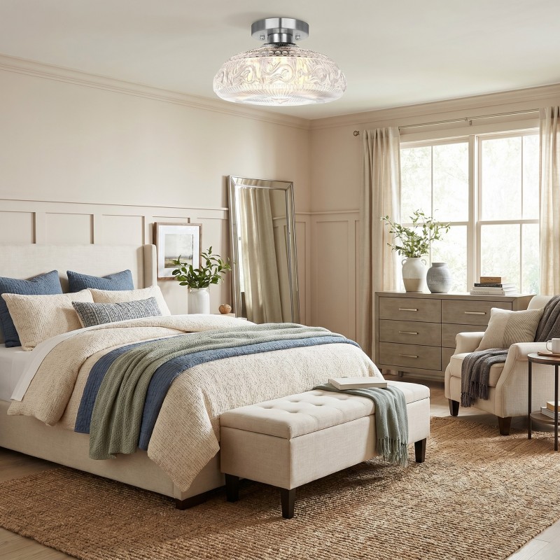 Cassandra American Country Patterned Glass Ceiling Light