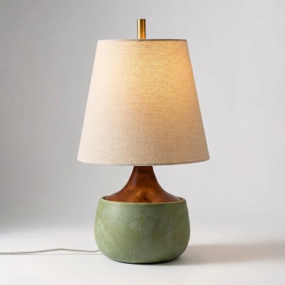 Velmira Mid-Century textile lamp shade Cement Table Light