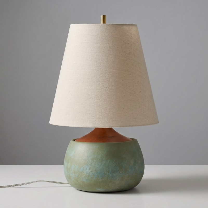 Velmira Mid-Century textile lamp shade Cement Table Light