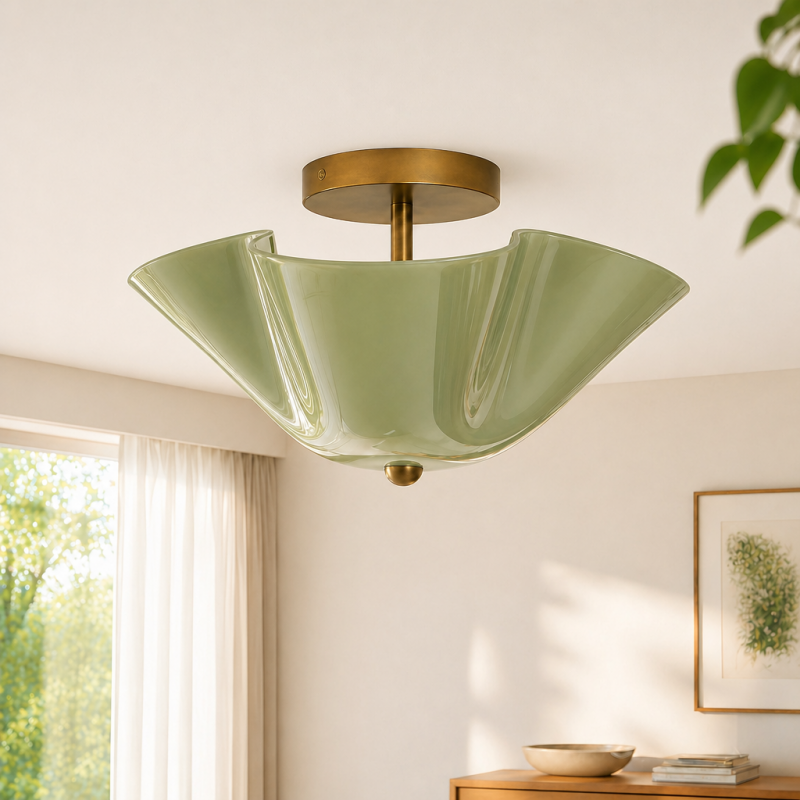 Esmay Modern Wavy Glass Flush Mount Ceiling Light