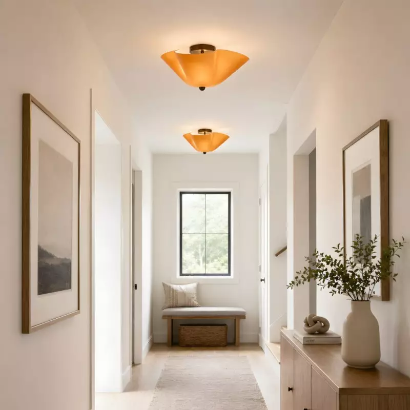 Esmay Modern Wavy Glass Flush Mount Ceiling Light