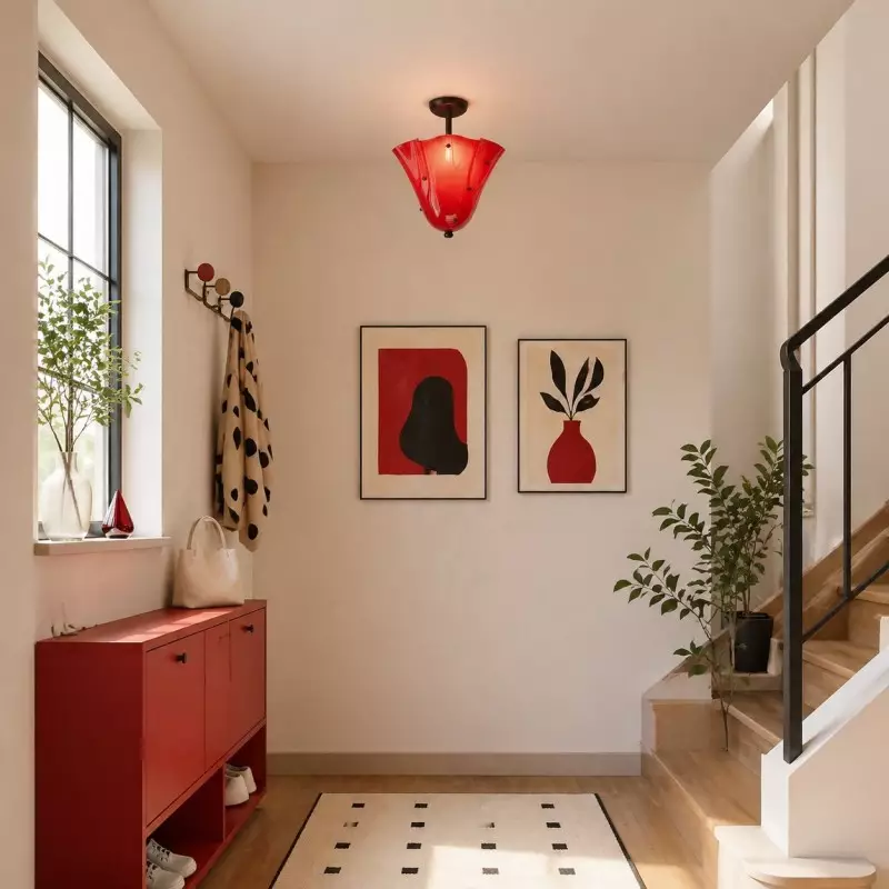 Catalina Contemporary Colored Glass Petal Ceiling Light