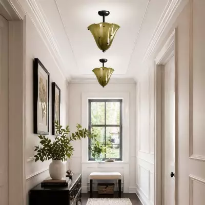 Catalina Contemporary Colored Glass Petal Ceiling Light