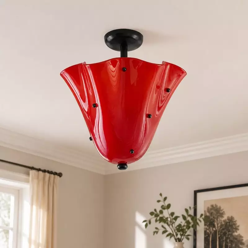 Catalina Contemporary Colored Glass Petal Ceiling Light