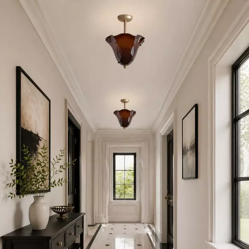 Catalina Contemporary Colored Glass Petal Ceiling Light