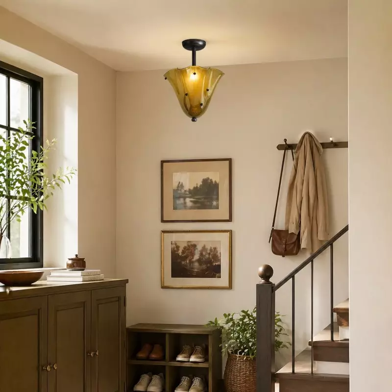 Catalina Contemporary Colored Glass Petal Ceiling Light