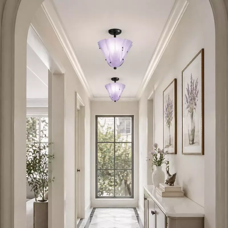 Catalina Contemporary Colored Glass Petal Ceiling Light