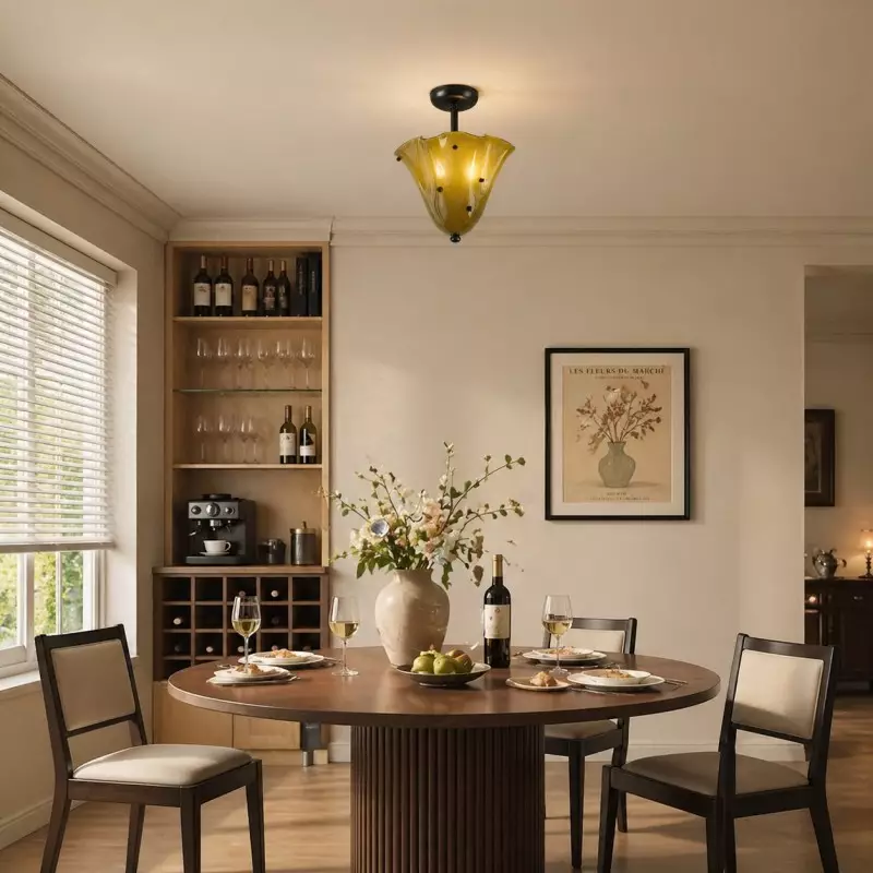 Catalina Contemporary Colored Glass Petal Ceiling Light