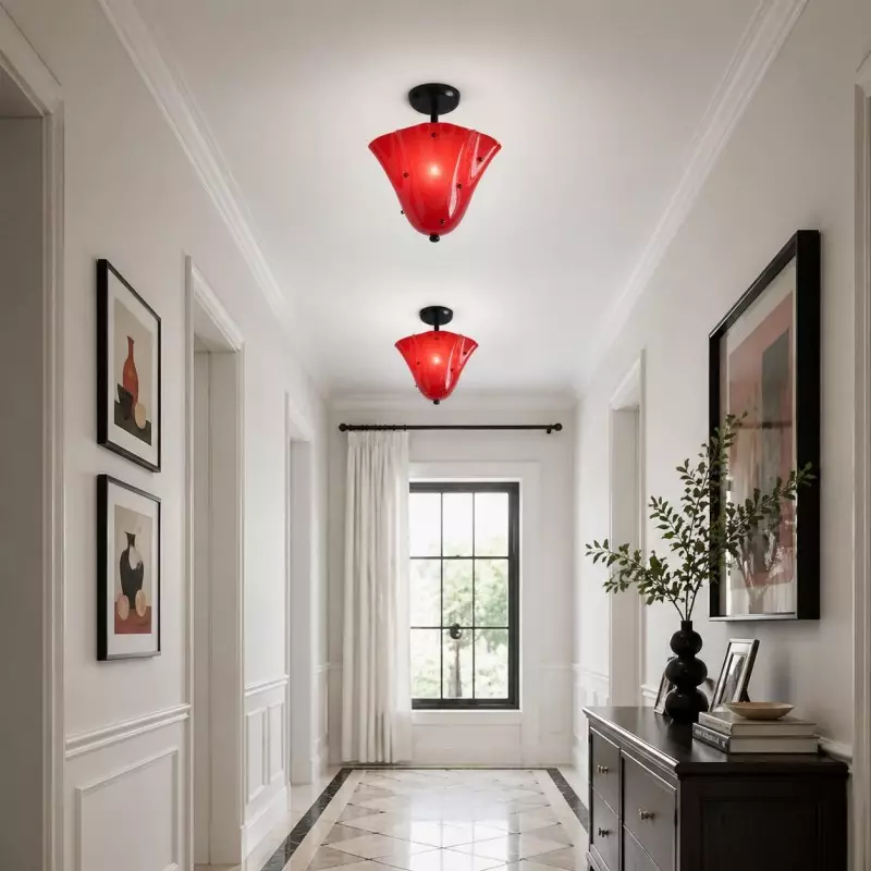 Catalina Contemporary Colored Glass Petal Ceiling Light