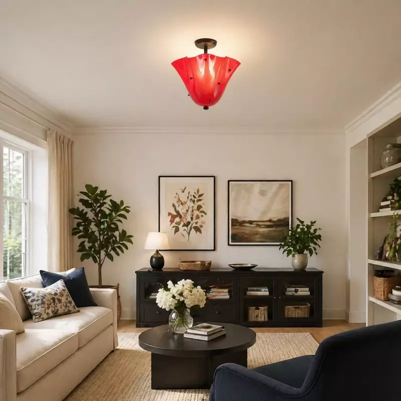 Catalina Contemporary Colored Glass Petal Ceiling Light