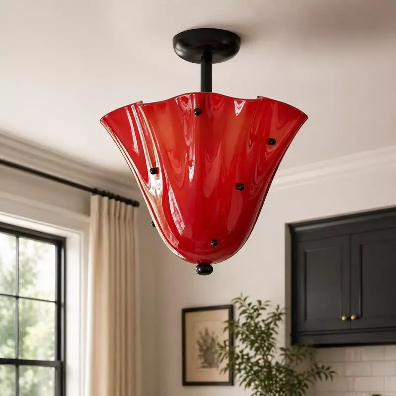 Catalina Contemporary Colored Glass Petal Ceiling Light