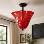 Catalina Contemporary Colored Glass Petal Ceiling Light