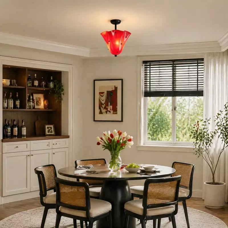 Catalina Contemporary Colored Glass Petal Ceiling Light