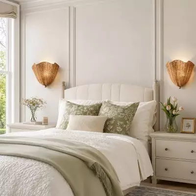 Finley Bohemian Woven Rattan Wall Sconce