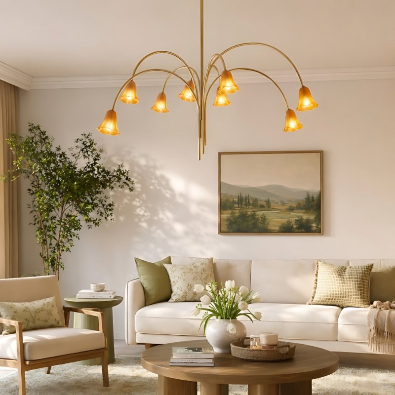 Fletcher Modern Colorful Floral Glass Chandelier