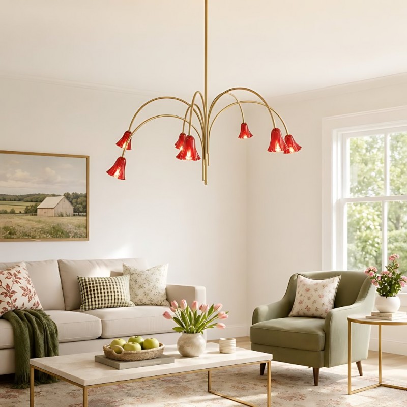 Fletcher Modern Colorful Floral Glass Chandelier