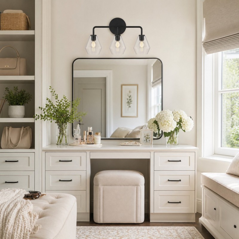 Astraelle Minimalist Glass 3 Heads Vanity Light