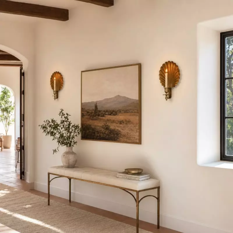 Irvin Antique Brass Shell  Candle Wall Sconce