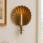 Irvin Antique Brass Shell  Candle Wall Sconce