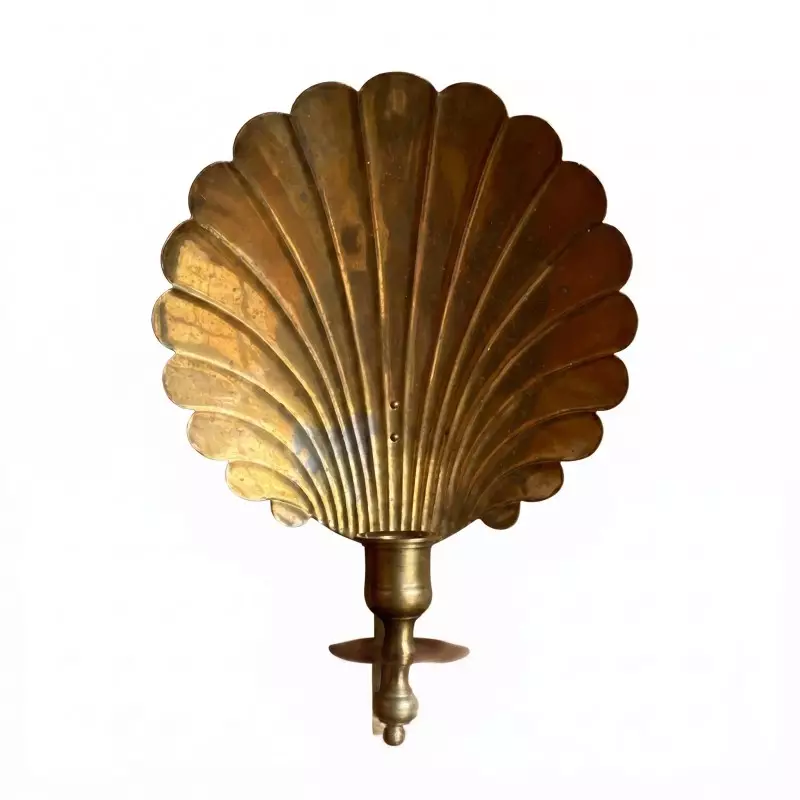 Irvin Antique Brass Shell  Candle Wall Sconce