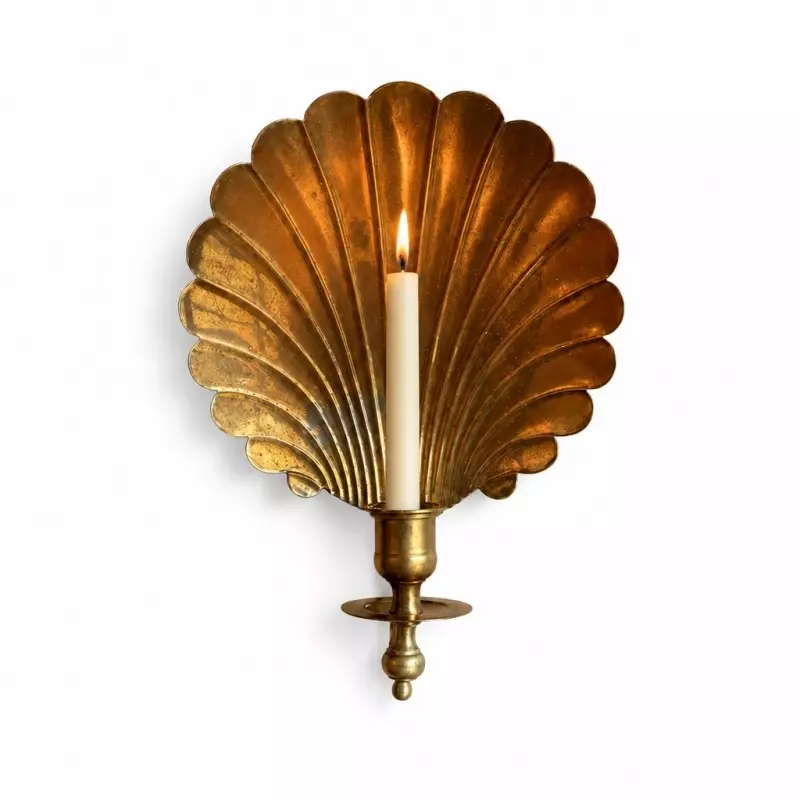 Irvin Antique Brass Shell  Candle Wall Sconce