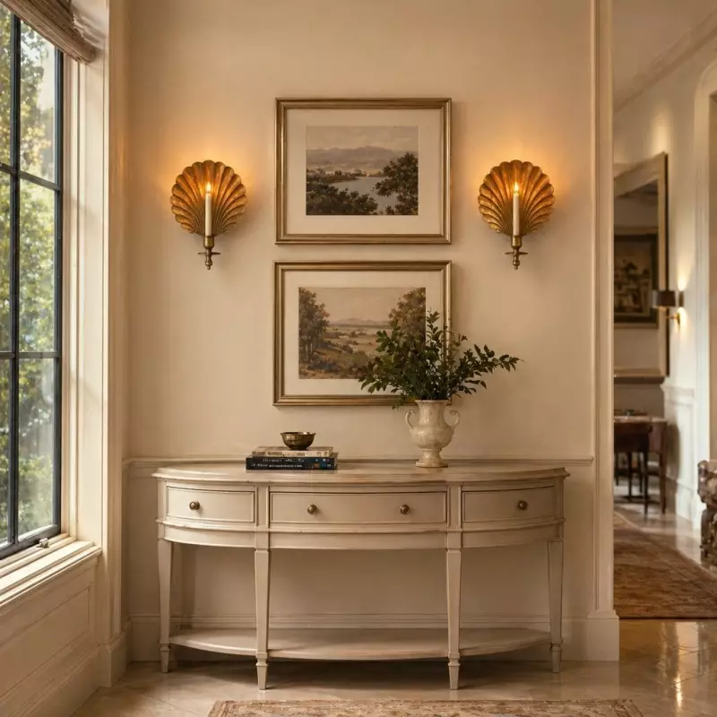 Irvin Antique Brass Shell  Candle Wall Sconce