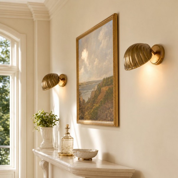 Jericho Antique Brass Adjustable Shell Wall Sconce
