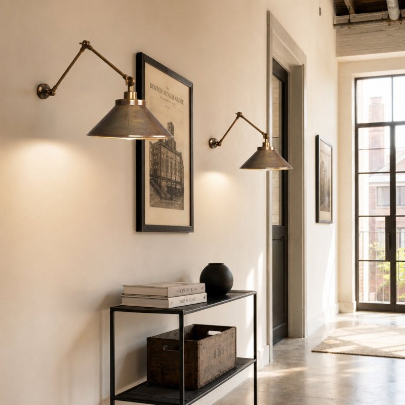 Galilea Industrial Brass Adjustable Wall Lamp