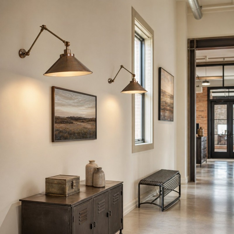 Galilea Industrial Brass Adjustable Wall Lamp