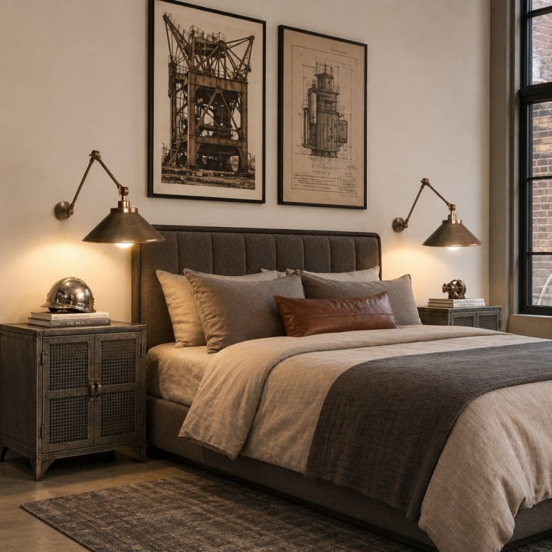 Galilea Industrial Brass Adjustable Wall Lamp