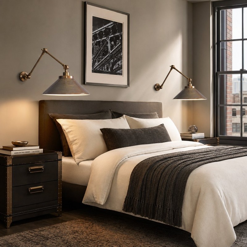 Galilea Industrial Brass Adjustable Wall Lamp