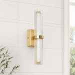 Hytham Rustic Double Tube Ribbed Glass Sconce