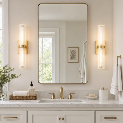 Saelin Farmhouse LED Tube Glass Wall Sconce