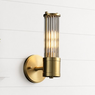 Prisha Farmhouse Gold Candle Fluted Glass Wall Sconces