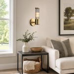 Prisha Mid Century Gold Fluted Ribbed Glass Wall Sconces